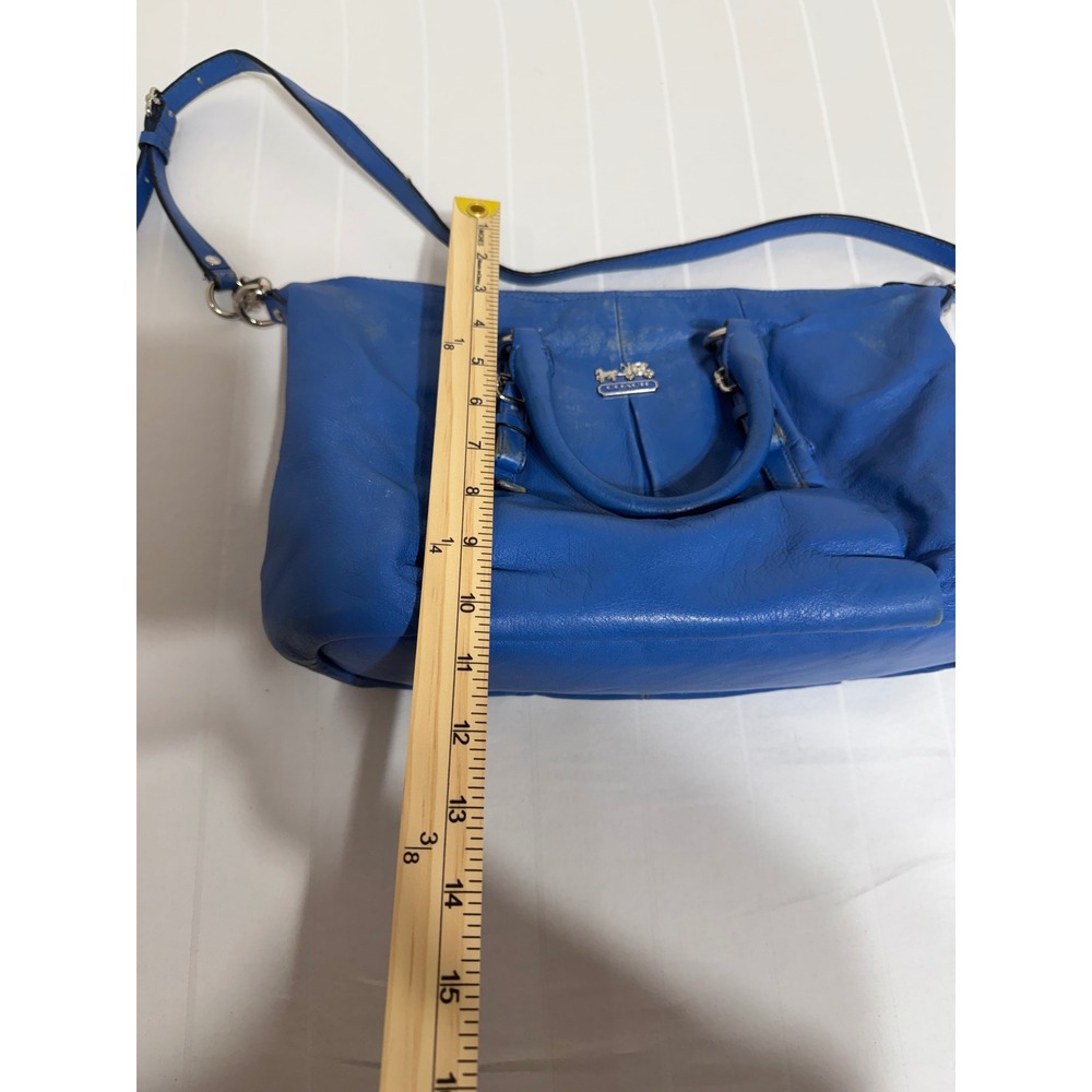 Coach Madison Madeline East West Satchel Blue Leather Handbag 21222 - Picture 7 of 14